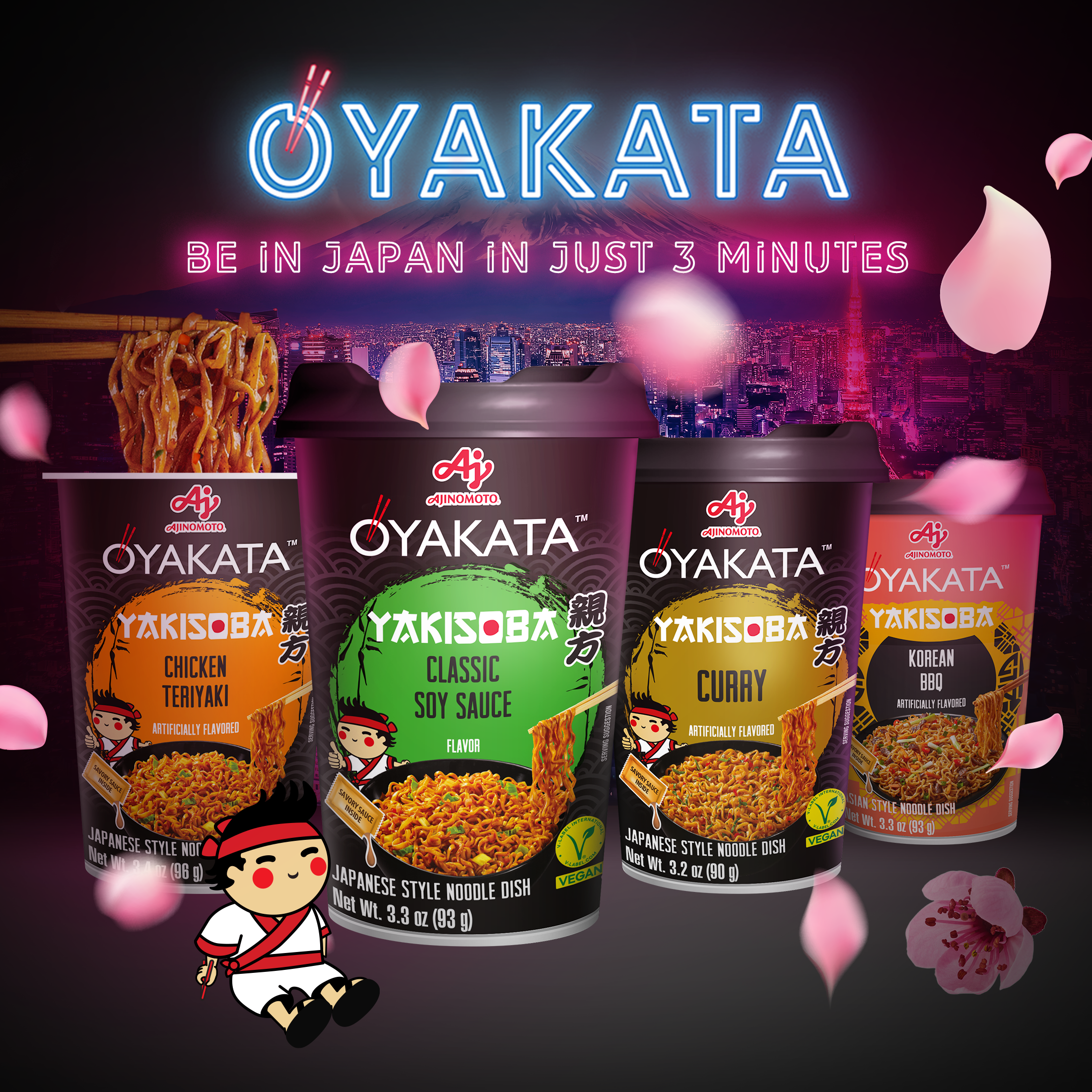 Ajinomoto Oyakata Yakisoba Soy Sauce Flavor Instant Noodles, 3.3