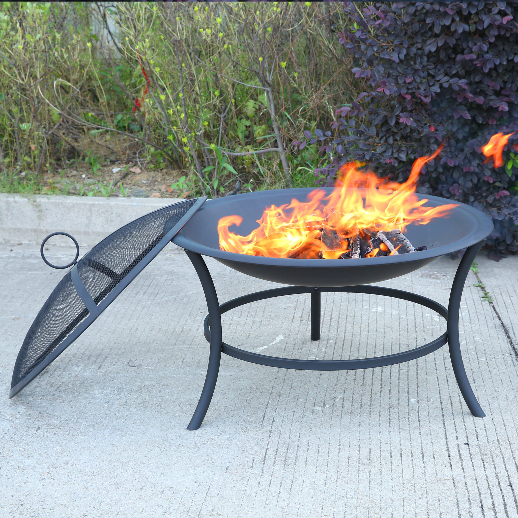 Micasa 29 Inch Fire Pit With Spark, Charcoal In A Fire Pit