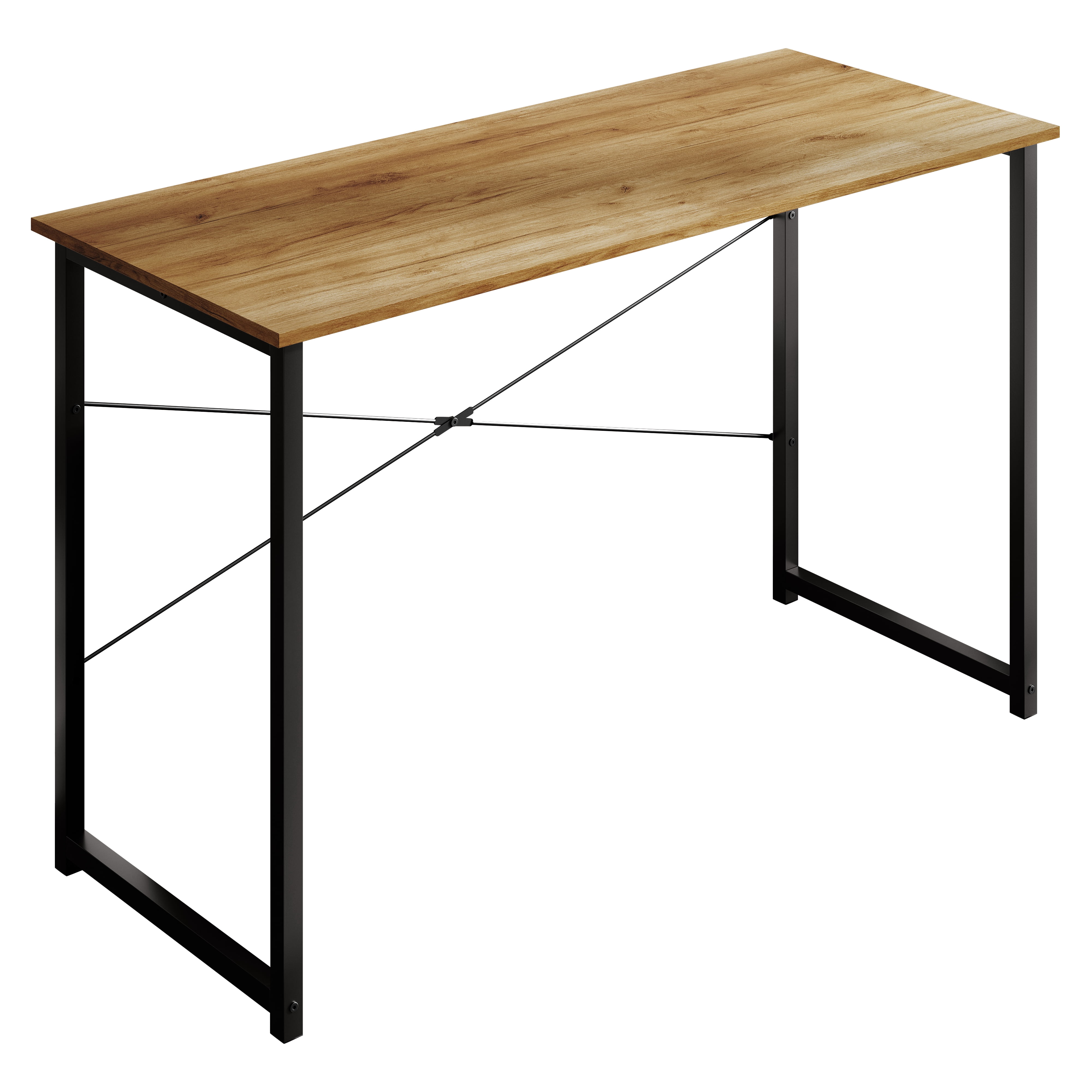 Castle Place Modern 47" Metal Computer Desk, Light Oak