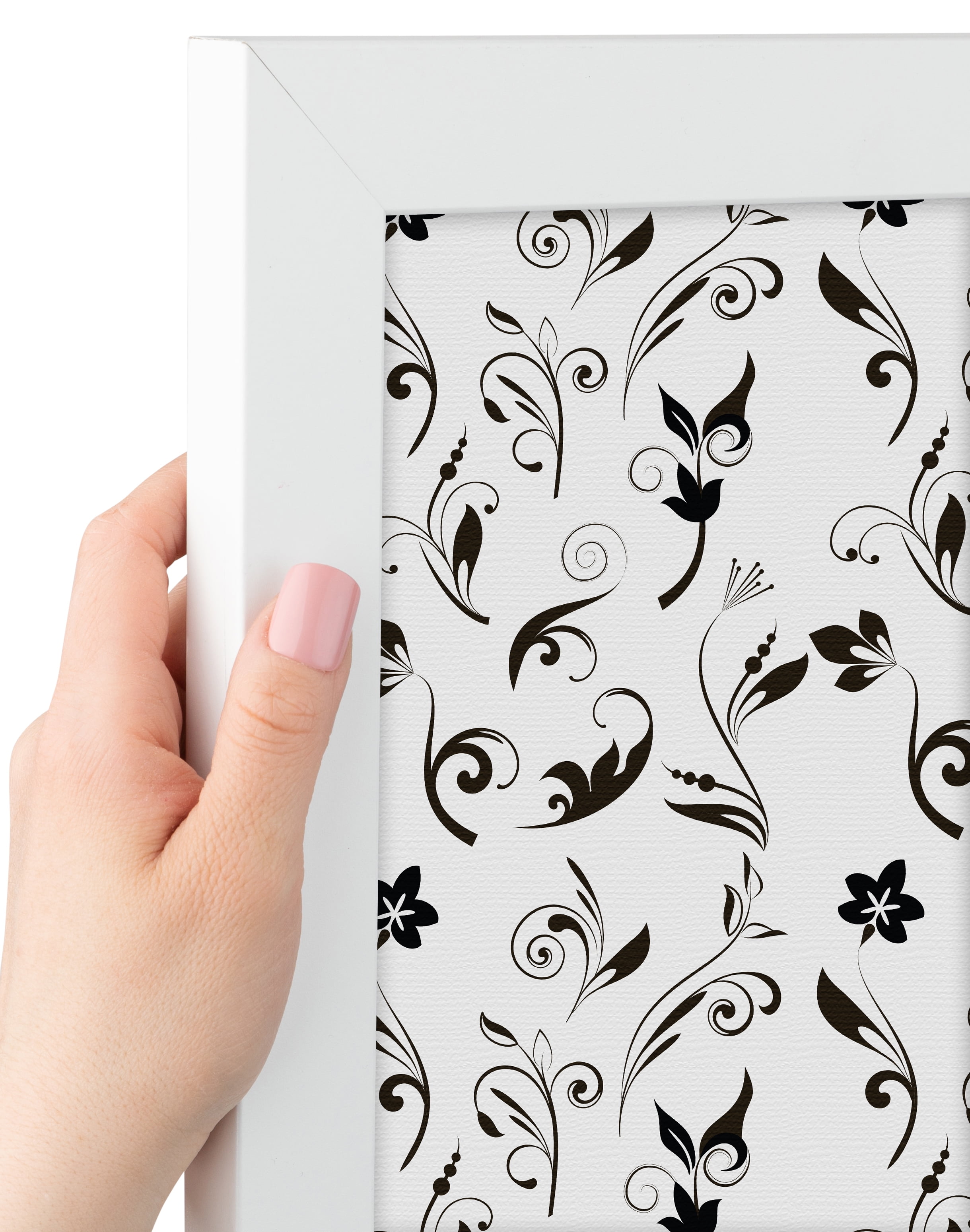 PinPix 15x15 Custom Cork Bulletin Board Floral Black Flower Poster Board Has a Fabric Style Canvas Finish, Framed in Floral Black Flower, by ArtToFrames (PinPix-123)