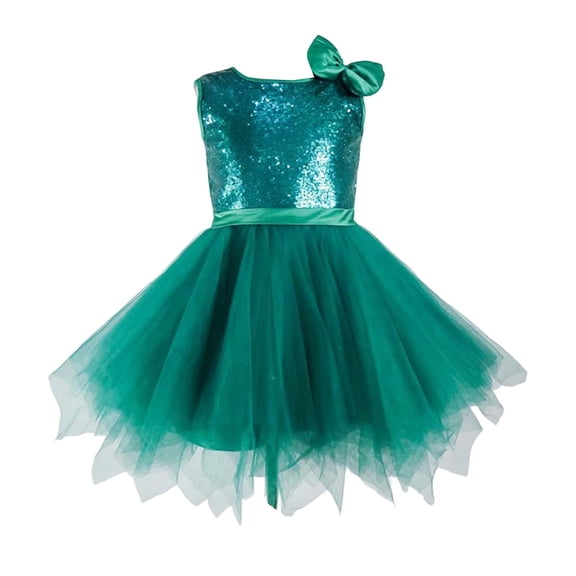 WMQPNNS Girls Sparkling Tutu Dance Dresses Sleeveless and Bowknot Ballet Leotards Kids Ballerina Girls Fashion, Dress for Age 8-10 Years, Dark Green