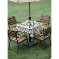 thumbnail image 5 of Square Outdoor Tablecloth with Umbrella Hole Ethnic Plaid Outside Table Cloth Waterproof Patio Table Cover Modern Rustic Abstract Geometric Art Zipper Tablecloths for Picnic Party Camping 60x60 Inch, 5 of 8
