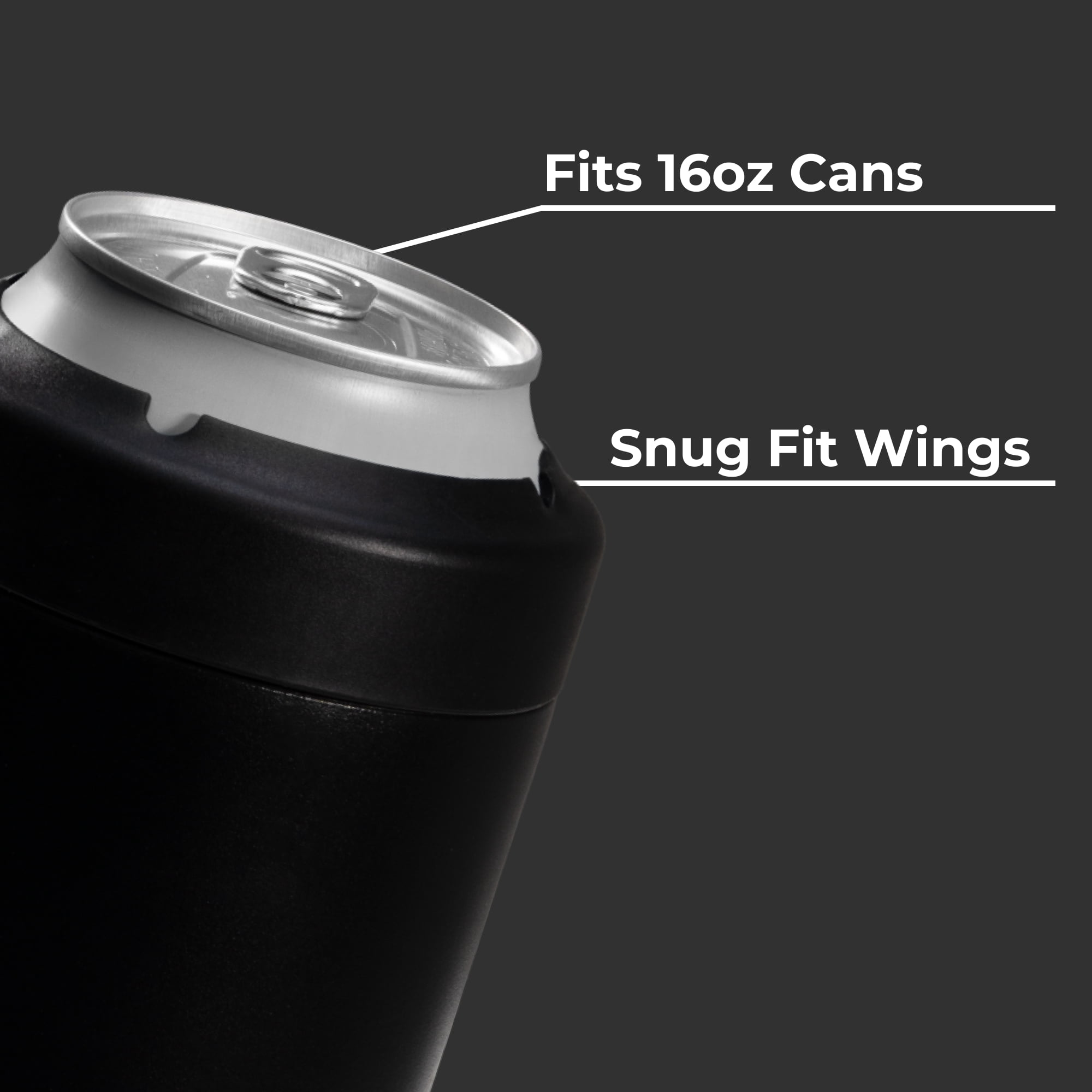 HydroJug Can Cooler - Standard 2-in-1 Insulated Can Cooler Cup 16oz - Stainless Steel, Non-Slip Rubber Base, Screw-Top Lid - Black