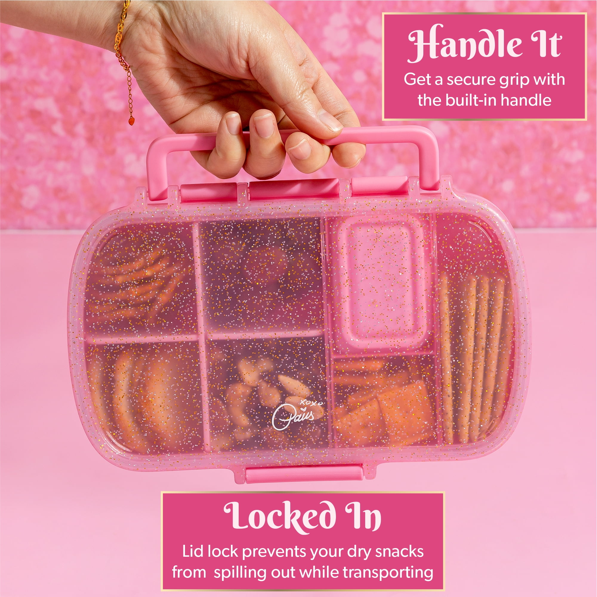 Paris Hilton Plastic Bento Box, Glitter Infused Lid, Customizable  Compartments, Hot Pink - Walmart.com