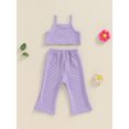 thumbnail image 4 of Suealasg Little Girls Summer 2Pcs Outfits Sets Short Sleeve Flower Print Cami Tops +Flare Pants Sets 1T 2T 3T 4T 5T Toddler Girls Clothes, 4 of 7