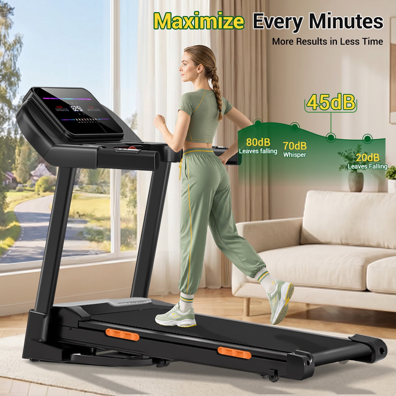 CURSOR FITNESS 19% Auto Incline Folding Treadmill, 4.0HP Quiet Brushless Motor, 400 lbs Capacity, 8.0 MPH for Home