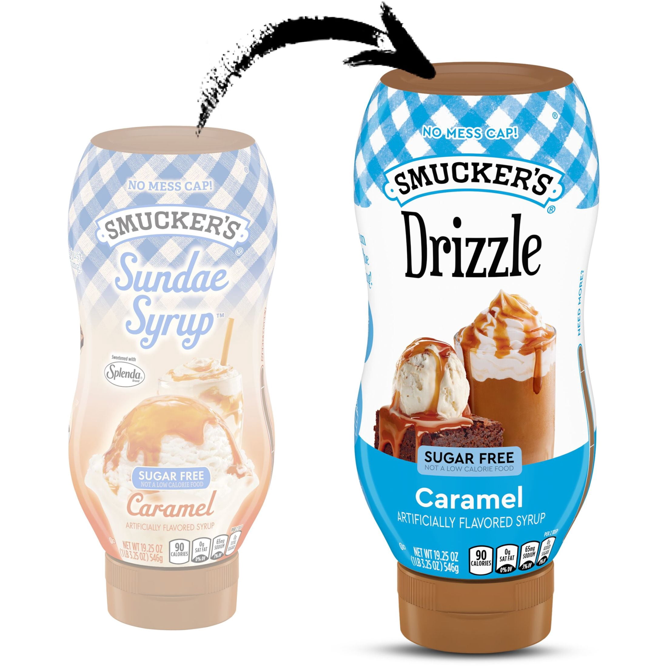 (3 pack) Smucker's Drizzle Sugar Free Caramel Artificially Flavored Syrup, 19.25 oz Squeezable Bottle