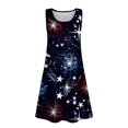 thumbnail image 3 of Yongcuo Independence Day Girls' Patriotic Sleeveless Dress Red, White, and Blue Stars & Stripes Summer Casual Outfit for Kids Black 100, 3 of 4