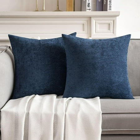 

MIULEE Pack of 2 Navy Blue Decorative Pillow Covers 16x16 Inch Soft Chenille Couch Throw Pillows Farmhouse Cushion Covers for Home Decor Sofa Bedroom Living Room