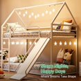 thumbnail image 6 of Bunk Bed Twin Over Twin, Metal Twin Size House Bed with Ladder & Slider, Full Size House Bunk Bed Frame for Bedroom, Convertible Design, No Box Spring Needed, White, 6 of 8