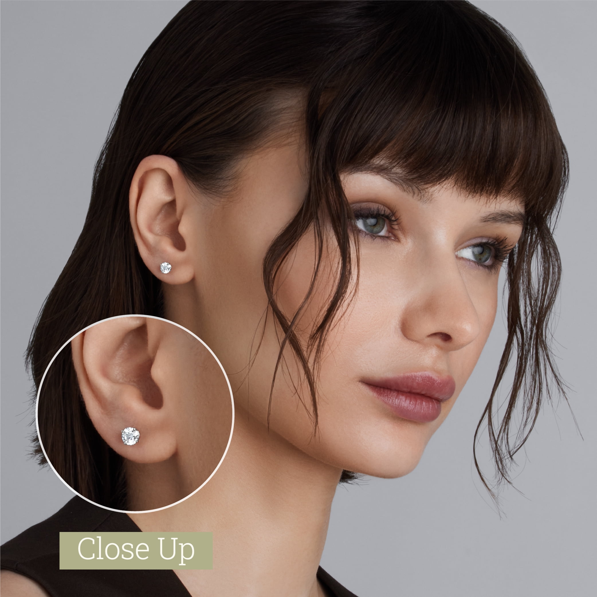Gilded 3/4 carat t.w. Total Weight Lab-Grown Diamond Stud Earrings for Women| 925 Sterling Silver Studs | Hypoallergenic Fine Jewelry | 4-Prong Basket, Push Back Nut | SI1 Clarity, F Color, Round Cut