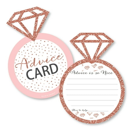 Big Dot of Happiness Bride Squad - Ring Wish Card Rose Gold Bridal Shower or Bachelorette Party Activities - Shaped Advice Cards Game - Set of 20