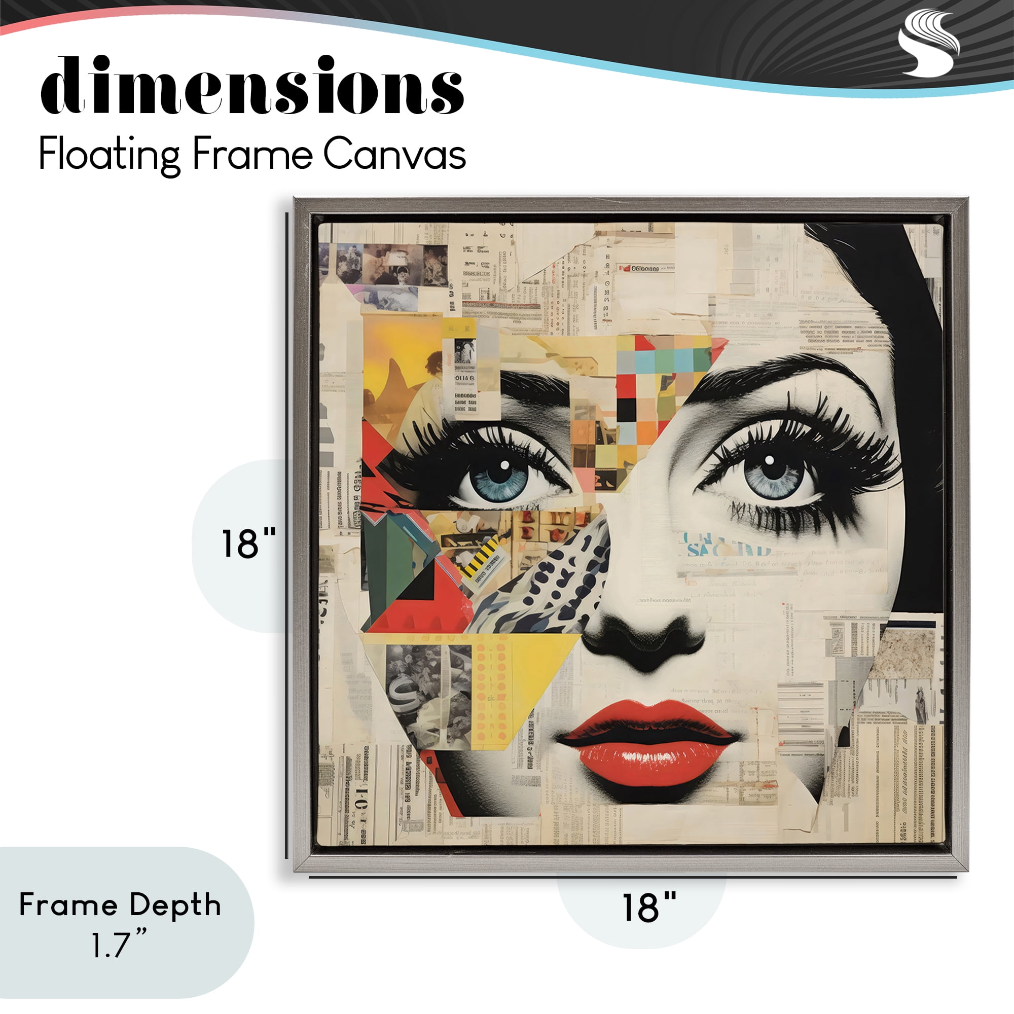 Stupell Industries Fashion Collage Pop Portrait Gray Framed Floater Canvas Wall Art, design by Creative Studio