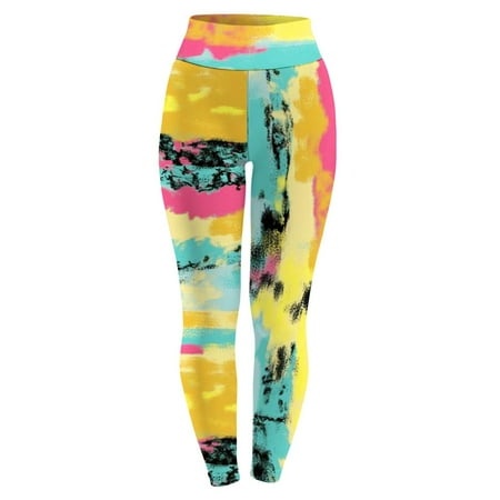 

KEJIG Womens Scrubs Pants Women Girls Leggings Skinny Tie-dyed Printed High Waist Stretchy Tights Trouser Yoga Pants
