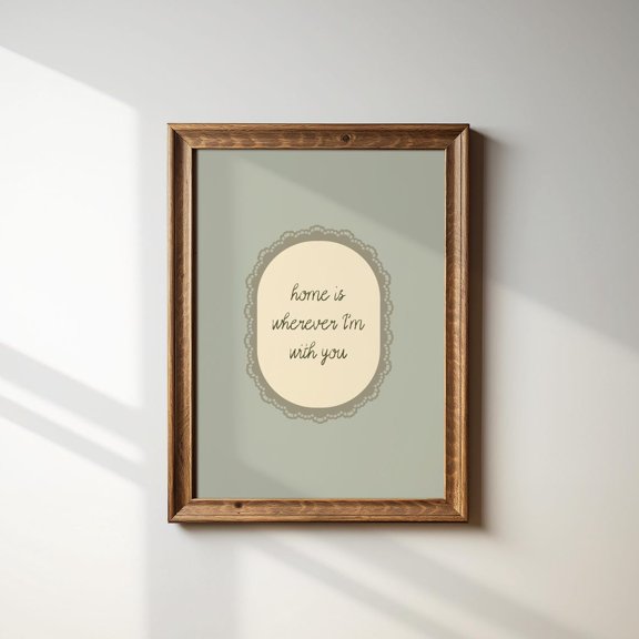 Home Is Wherever Im With You Illustration Wall Art Print, Vertical Portrait, Minimalist, Modern Living Room And Office Decor