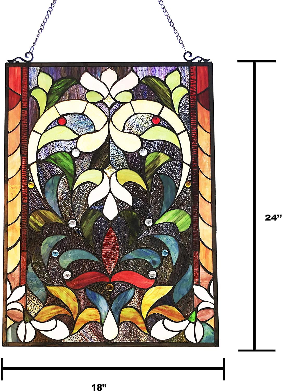 Radiance Goods Tiffany Style Victorian Stained Glass Window Panel 24 Height Walmart Com