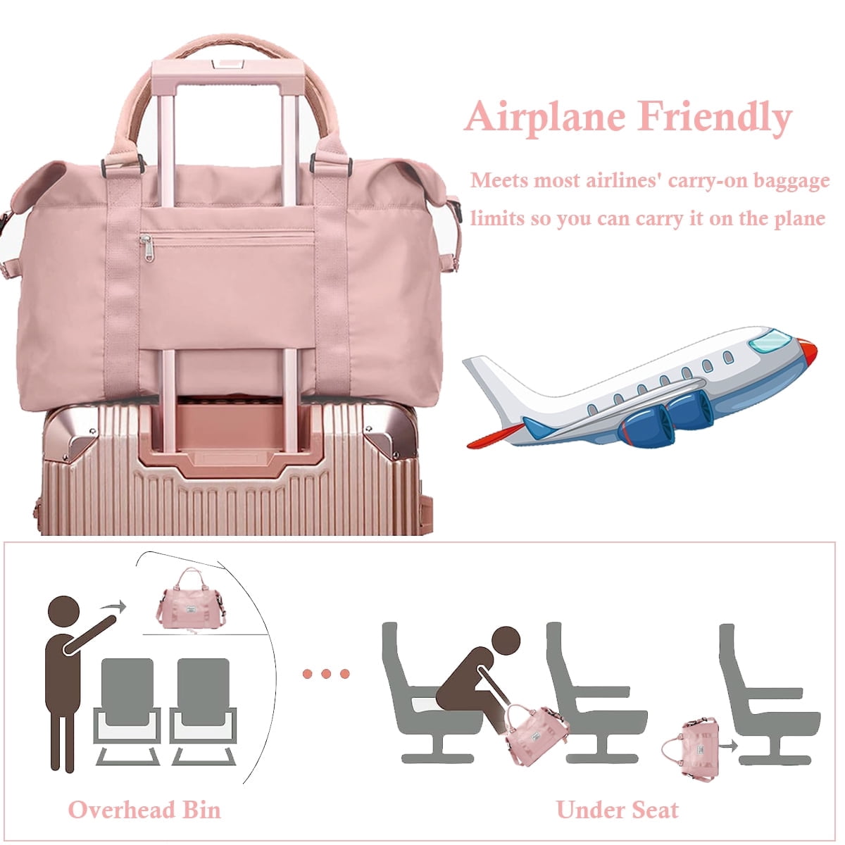 MecTo Travel Duffle Bag Waterproof Weekender School Bag Carry on Tote Bags Overnight Gym Hospital Bag