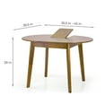 thumbnail image 6 of Dining Table Set for 4, Classic Style Solid Wood Warm Chairs w Extendable Round Table, Kitchen Room Set, Medium Brown Color w Gray Fabric, 6 of 7