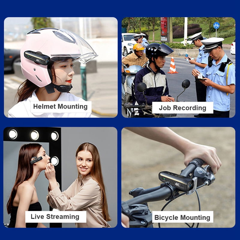2X 4K 30FPS Head Mounted Camera Wearable WiFi Video Camcorder Camera 120°Wide Angle Lens Anti-Shake APP Control Camera