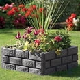 thumbnail image 3 of Elapind Imitation Stone Garden Fence, Faux Stone Retaining Wall Look Garden Bricks Border with Ground Stakes, 17.7 X 11.6 in Plastic Edging Blocks for Flower Beds, Lawn, Mulch,Wine, 3 of 7