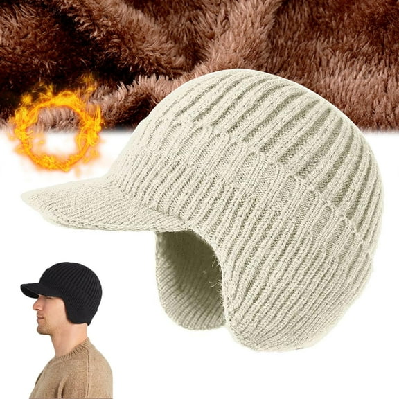 2026 New Sherum Cozy Head Beanie, Sherum Cozyhead Beanie, Knitted Hat with Fleece Lining, with Brim and Ear Flaps