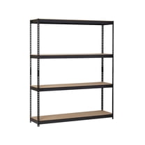 Hirsh Archival Riveted Steel Shelving 4-Shelf Unit, 18Dx69Wx84H, Black