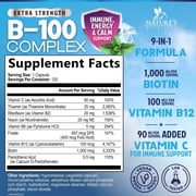 B Complex Vitamins Capsules - Super Complete B-100 Complex with Vitamin B12 B6 C Biotin Folate & Folic Acid for Immune & Energy Support - Supplement for Heart, Brain, Nerve Support - 120 Capsules