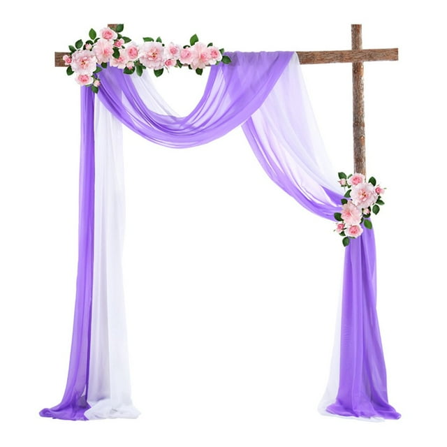 Chiffon Drapery Tulle Curtain Outdoor Wedding Arch Background Halloween Party Photo Photography