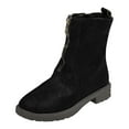 thumbnail image 2 of Viluyesy Womens PU Leather Mid Calf Boots, Round Toe Thicken Heels Front Zipper Fashion 2025 Moto Boots Black US6.5, 2 of 9