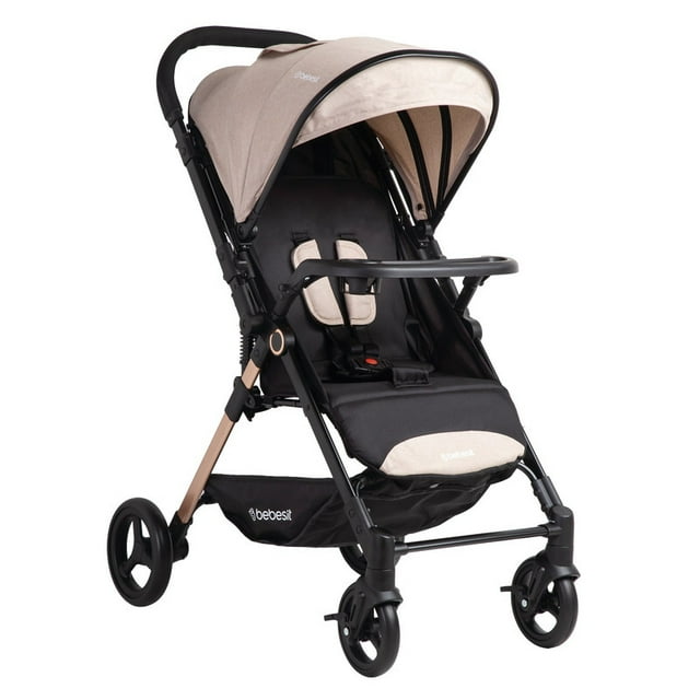 Carriola Bebesit City Reversible Beige 2 en 1 Reclinable Compacto Cinturón 5 Puntos Desde Nacimiento