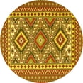 thumbnail image 1 of Ahgly Company Machine Washable Indoor Round Persian Yellow Traditional Area Rugs, 5' Round, 1 of 4