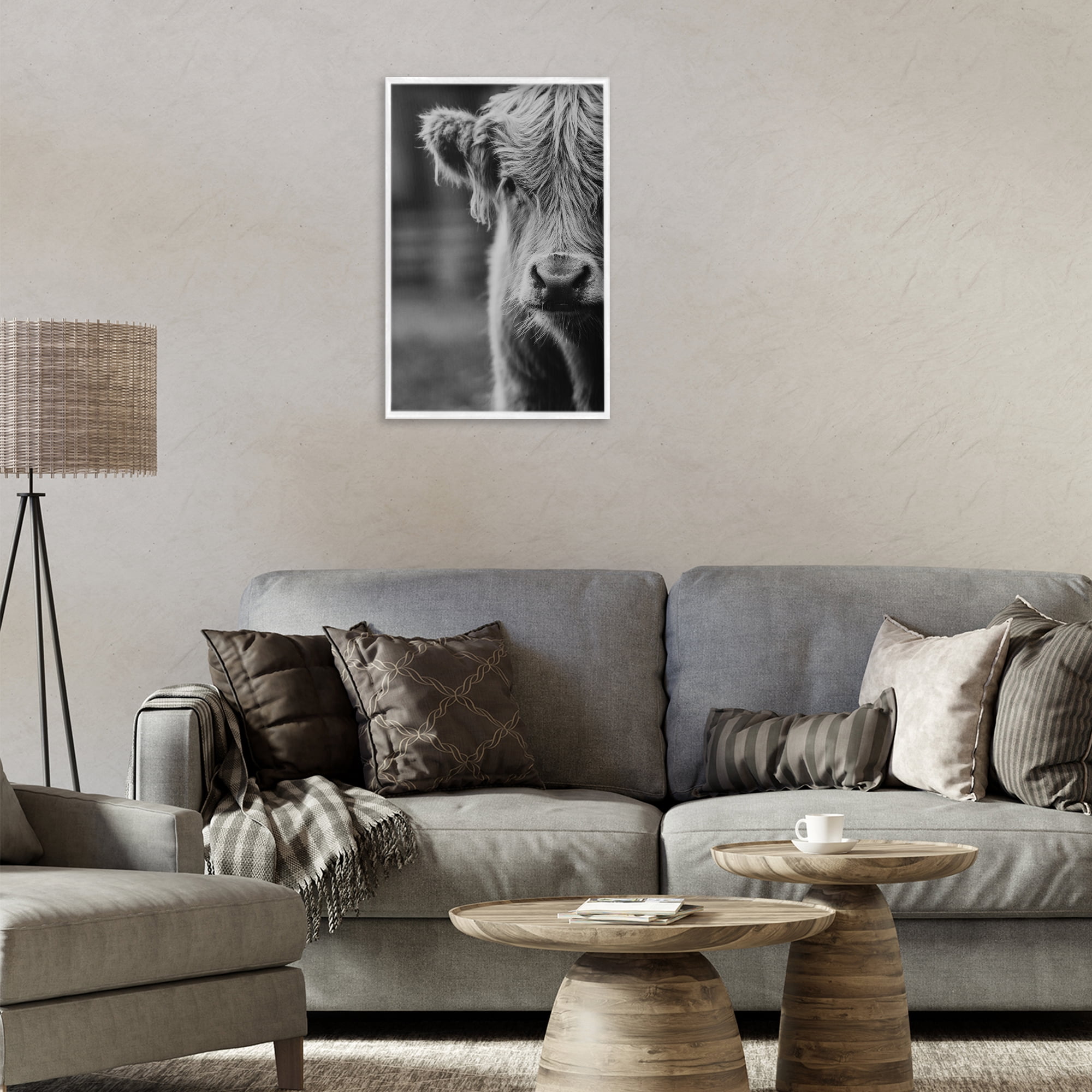 Baby Cow Face White Framed Giclee Art, design by Amy Carroll