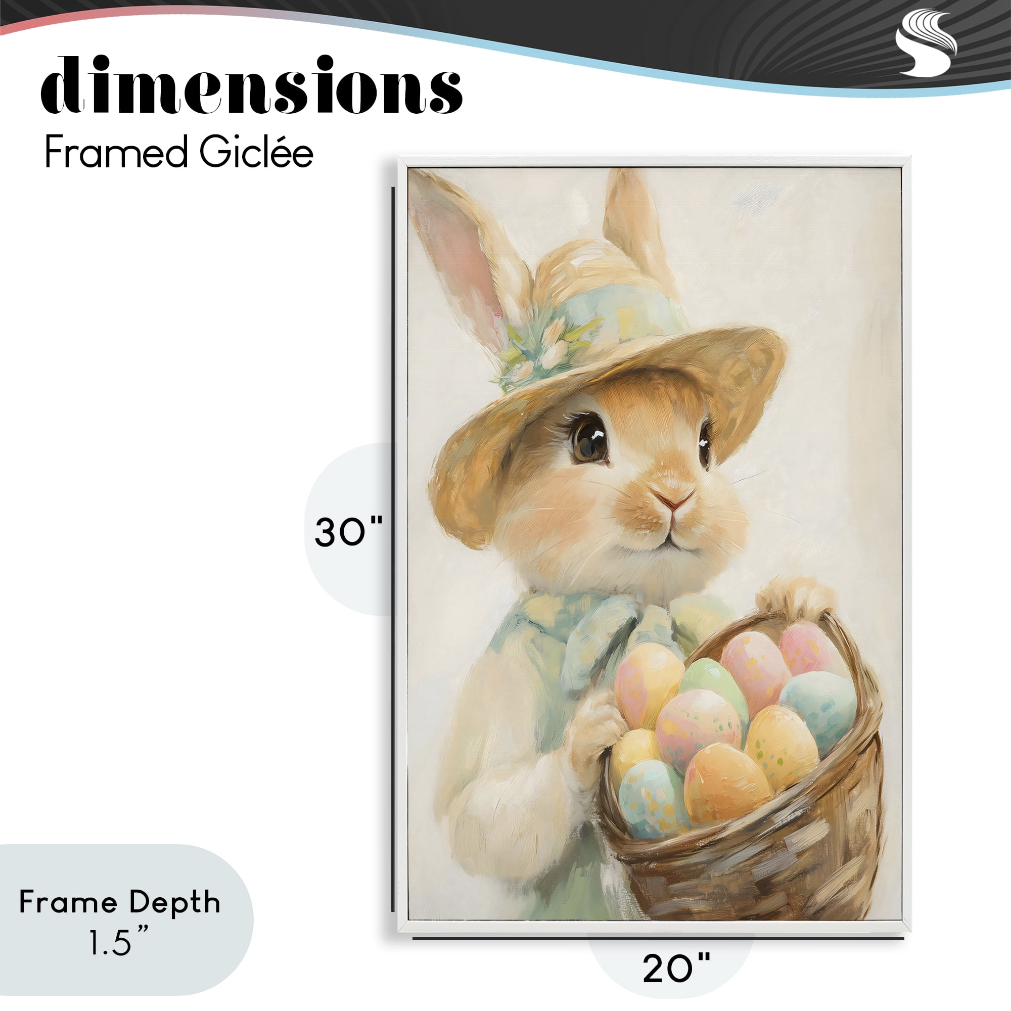 Stupell Industries Easter Egg Basket Rabbit White Framed Giclee Art, design by The Prints Vibe