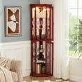 thumbnail image 3 of Lighted Corner Display Curio Cabinet Wooden Shelving Unit with Tempered Glass Door,  Bar and Liquor Storage Area with 6 Shelves，Wine Cabinet, 3 of 17