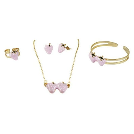 Dlux Jewels pnk Brass Pink & Strawberry Enamel Set