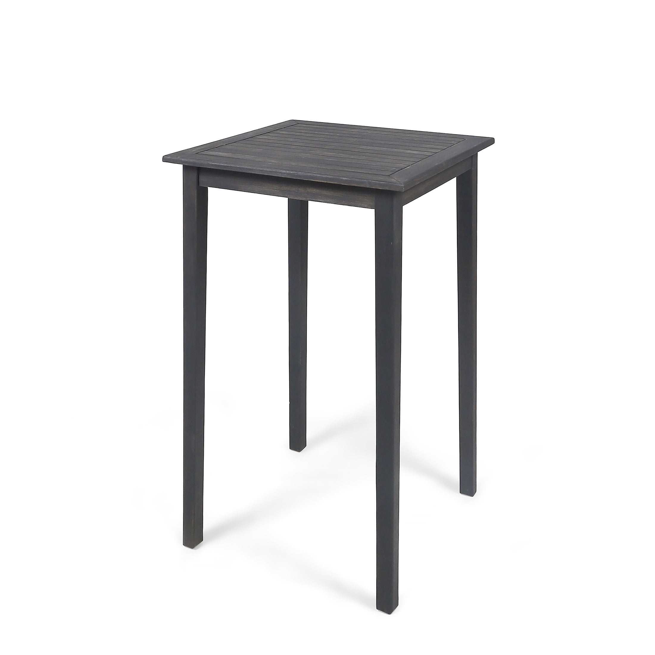 Noble House Polaris Outdoor Acacia Wood Bar Table in Dark Gray