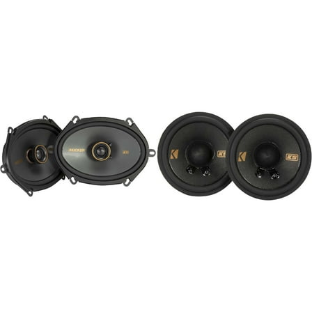 Kicker 51KSC6804 KS-Series 6x8" Coaxial Speakers with .75" tweeters w/ 51KSC2704 2.75" Bundle