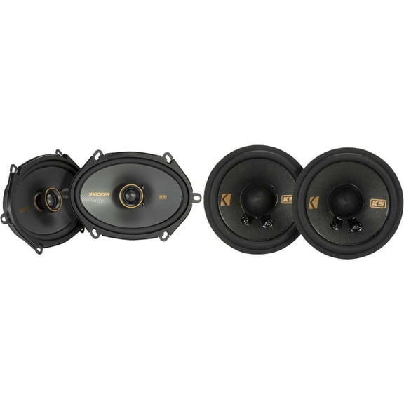 Kicker 51KSC6804 KS-Series 6x8" Coaxial Speakers with .75" tweeters w/ 51KSC2704 2.75" Bundle