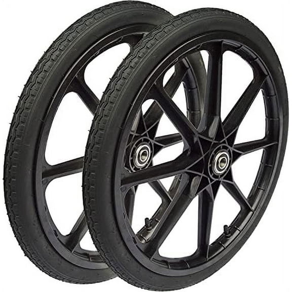 Replacement Wheels for Lawn Cart - 2 Pack 20 Inch Flat Free Tires, 5/8" Axle, Solid Rubber Tire Wheelset for Garden Carts & Wheelbarrows