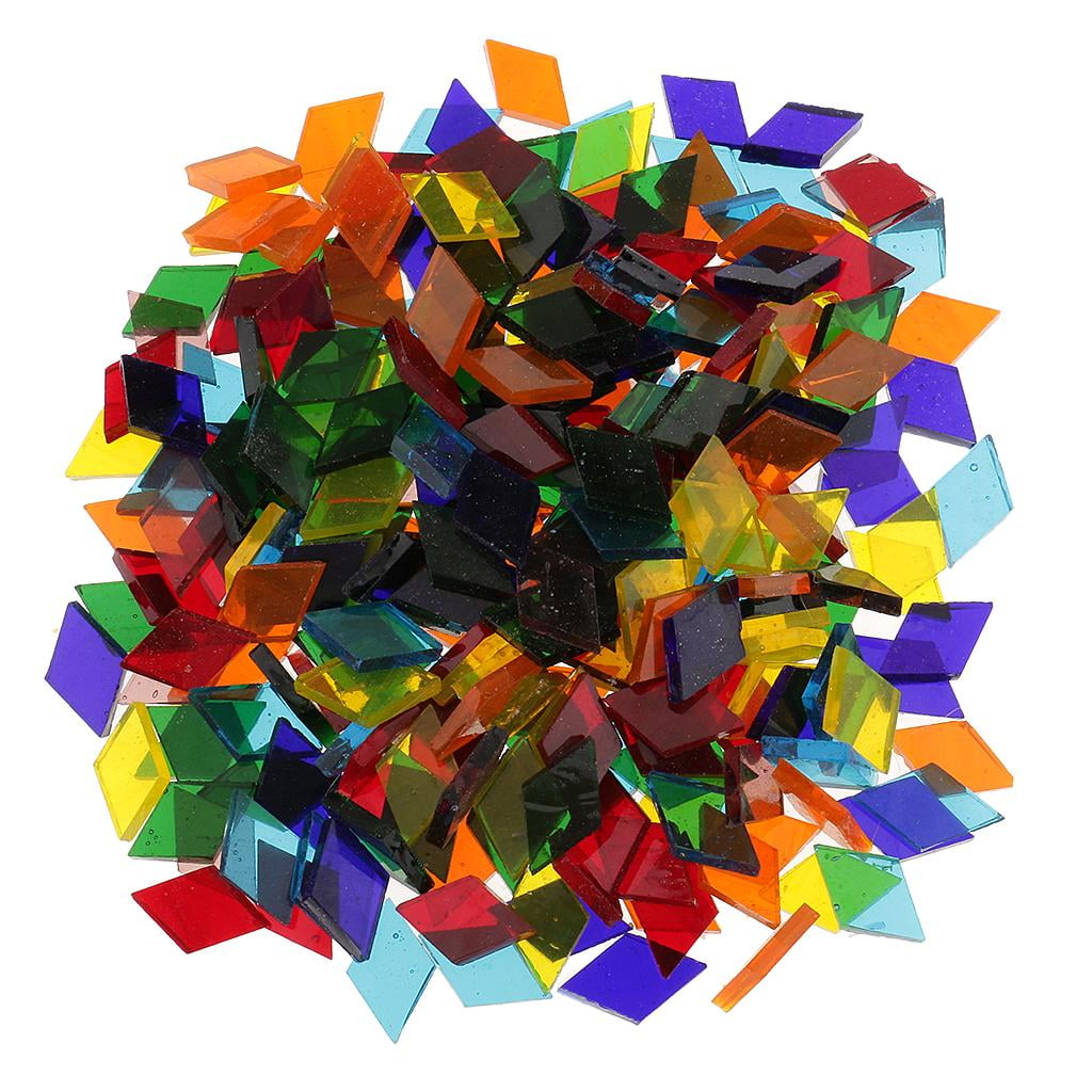 HOMYL 480g Assorted Color Triangle Square Rhombus Vitreous Glass Mosaic Tiles Tessera