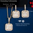 thumbnail image 6 of Lovely Square Drop Dangle CZ Earring Pendant Necklace Set Female Costume Jewelry, 6 of 9