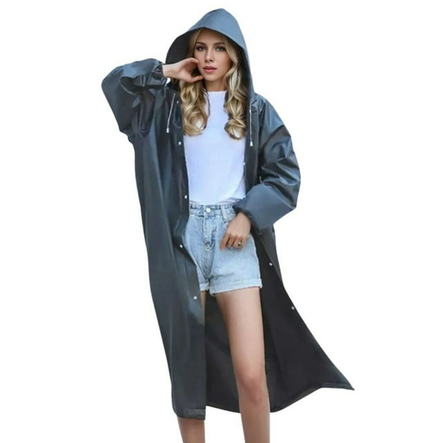 MIASHUI Poncho de Pluie Imperméable et Respirant pour Adultes, Imperméable Unisexe avec Capuche, Noir, Taille Unique