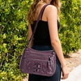 thumbnail image 3 of Spencer Womens Crossbody Bag Lightweight Multi Pocket Purses Soft Leather Shoulder Crossover Satchel Handbags for Laides, Purple, 3 of 9