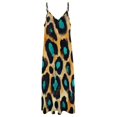 thumbnail image 6 of Teal Leopard Print Animal Texture Sleeveless Dress Women's Evening Dress Womans Clothing, 6 of 9