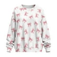 thumbnail image 4 of HELLHERO Bowknot Print Pullover Tops for Women Fall Fashion Crewneck Sweater Oversized Long Sleeve Sweatshirt with Pocket Size L, 4 of 7