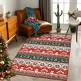 thumbnail image 3 of Christmas Rug Machine Washable Xmas Snowman Deer Rug Non-Slip Holiday Decor Diamonds Geometric Snowflake Carpet Festive Christmas Floor Cover, 3 of 15