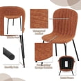thumbnail image 6 of NORDICANA 37 Inch Round Dining Table Set for 4, Modern Small Circle Kitchen Coffee Set for Apartment Living Room Office, Save Space(Brown Wooden Table + 4 Brown Leather Chairs), 6 of 8