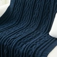 thumbnail image 3 of Battilo Navy Blue Throw Blanket,Cozy Woven Chenille Cable Knit Throw,Blue Blanket for Couch,51"x67", 3 of 9