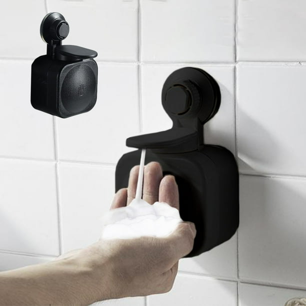Dispensador de jabón manual para baño con ventosa para montaje en pared. Dispensador de jabón de plástico sin perforaciones.