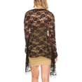 thumbnail image 2 of Sakkas Mari Women's Large Lightweight Soft Lace Scarf Wrap Shawl Floral and Fringe - BlackRoseLace - One Size, 2 of 5